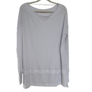 We The Free Thermal Waffle Knit Top Oversized White Long Sleeve Shirt Size M